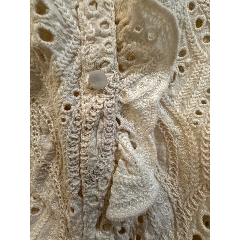 Sézane Cream Eyelet Lace Ruffle Top Size 34 (US XS) Parisian - Picture 7 of 9